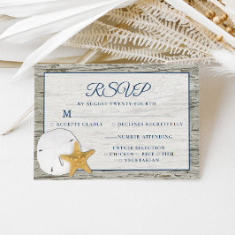 Rustic Beach Driftwood Sand Dollar Wedding RSVP