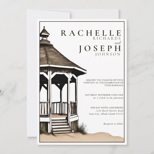 Rustic Beach Gazebo Faire-part de mariage (Devant)