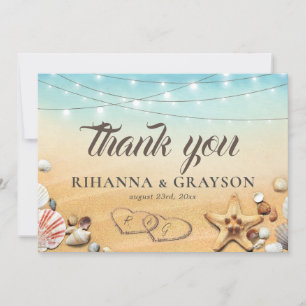 Rustic Beach Heart Shore Wedding Vielen Dank Dankeskarte