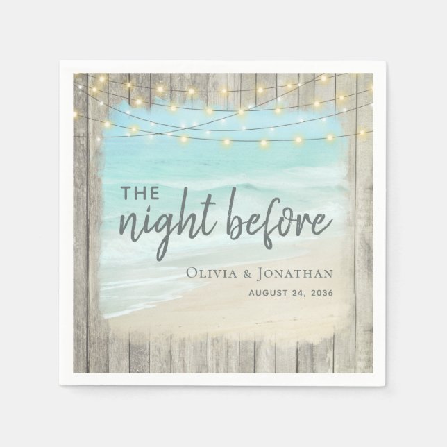 Rustic Beach Hochzeit Probe Dinner Serviette (Vorderseite)