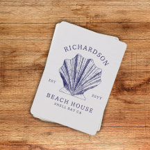 Rustic Beach House Familienname Muschel | Navy Blu