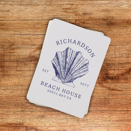 Rustic Beach House Familienname Muschel | Navy Blu Spielkarten