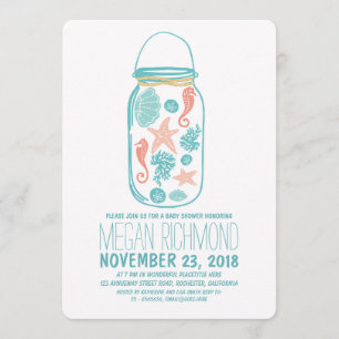 Rustic Beach Mason Jar Strand White Baby Dusche Einladung