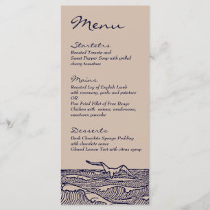 Rustic Beach Ocean Waves Menu Mariage Dîner Menu