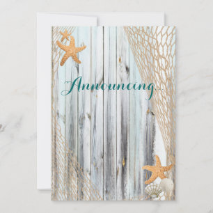 Rustic Beach Starfish Wedding Annoucement Einladung