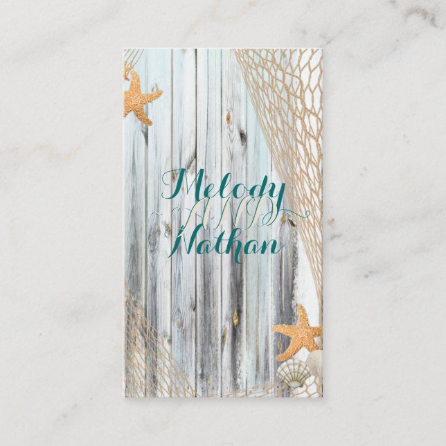 Rustic Beach Starfish Wedding Website Card Begleitkarte (Vorderseite)