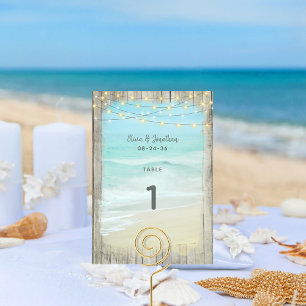 Rustic Beach String Lights Numéro de table du Mari