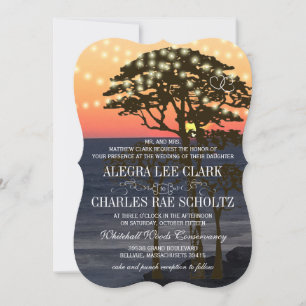Rustic Beach Sunset Mariage Invitations