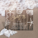 Rustic Beach Sweet 16 Starfish Seashells Geburtsta Einladung<br><div class="desc">Rustic Beach Sweet 16 Starfish & Seashells Geburtstagseinladungen.</div>