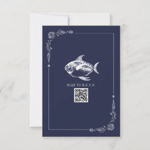 Rustic Beach Wedding Poisson bleu foncé RSVP