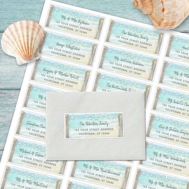Rustic Beach Wood Wedding Guest Address Labels (Von Creator hochgeladen)