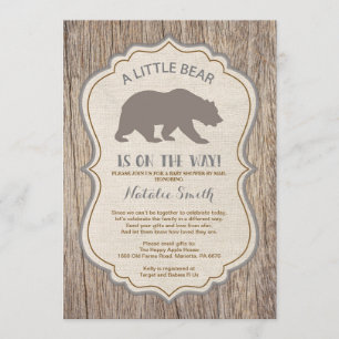 Rustic Bear Baby Dusche per Mail Einladung