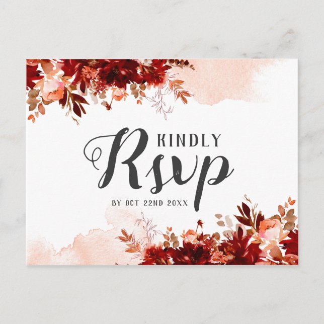 Rustic Beauty Floral Wedding Meal Choice UAWG Postkarte (Vorderseite)