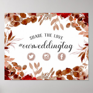 Rustic Beauty Teile die Liebe Hochzeit Social Sign Poster