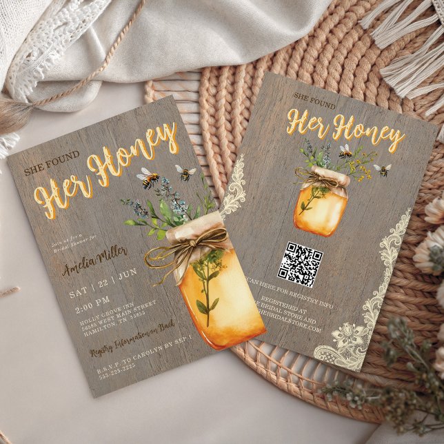 Rustic Bee She Found Her Honey Bridal Shower Einladung (Rustic Bee She Found Her Honey Bridal Shower Invitation)