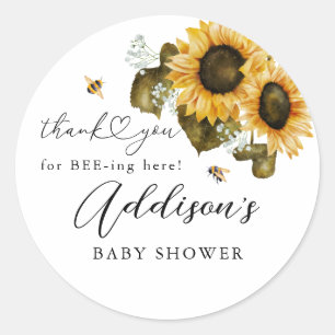 Rustic Bee Sunflower Baby Dusche Gefallen Runder Aufkleber