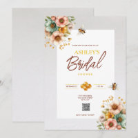 Rustic Bee Thème QR Code Bridal Shower Invitation