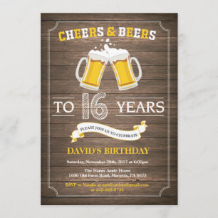 Rustic Beer Surprise 16ème anniversaire Invitation