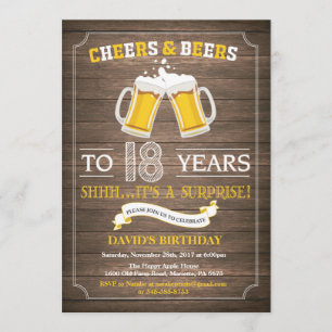 Rustic Beer Surprise 18ème anniversaire Invitation