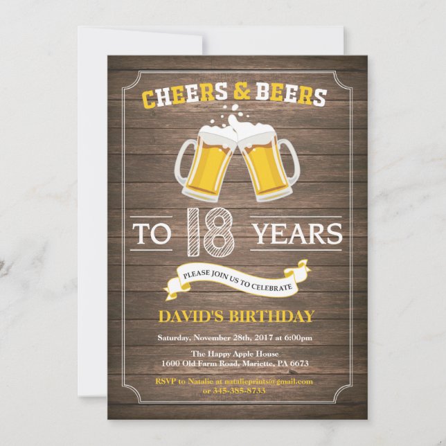 Rustic Beer Surprise 18ème anniversaire Invitation (Devant)