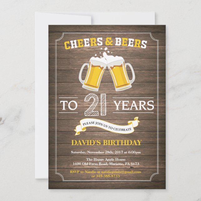 Rustic Beer Surprise 21ème anniversaire Invitation (Devant)