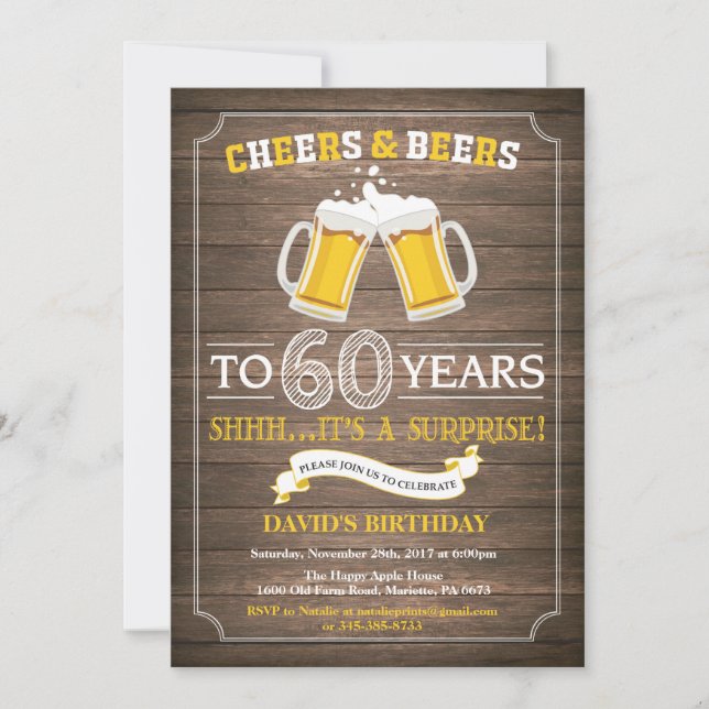 Rustic Beer Surprise 60e anniversaire Invitation (Devant)