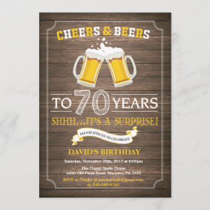 Rustic Beer Surprise 70e anniversaire Invitation