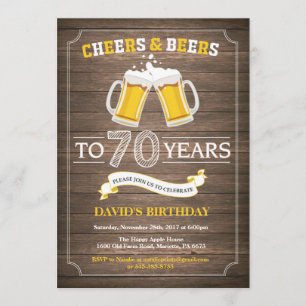 Rustic Beer Surprise 70e anniversaire Invitation