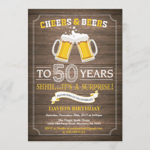 Rustic Beer Surprise Invitation 50e anniversaire
