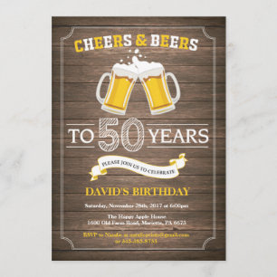 Rustic Beer Surprise Invitation 50e anniversaire