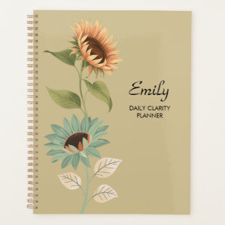 Rustic Beige Sunflower Daily Clarity Planner