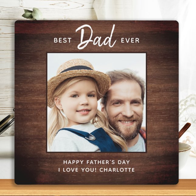 Rustic Best DAD Ever Custom Photo Father's Day Fotoplatte (Von Creator hochgeladen)