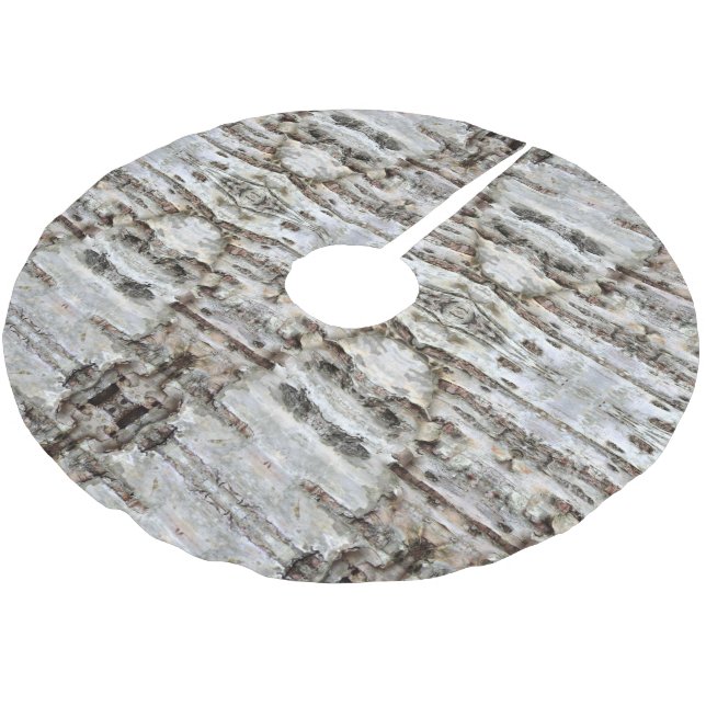 Rustic Birch Bark Wood look Brushed Polyester Tre Weihnachtsbaumdecke (Schrägansicht)