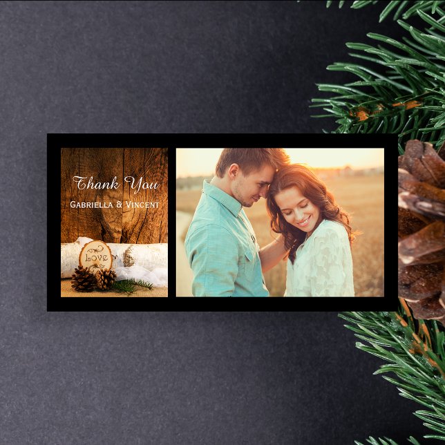 Rustic Birch Tree and Barn Wood Wedding Vielen Dan Dankeskarte (Von Creator hochgeladen)