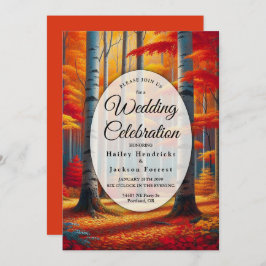 Rustic Birch Tree Fall Wedding Einladung