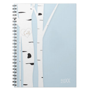 Rustic Birch Tree Heart Icy Blue Notebook Journal Notizblock