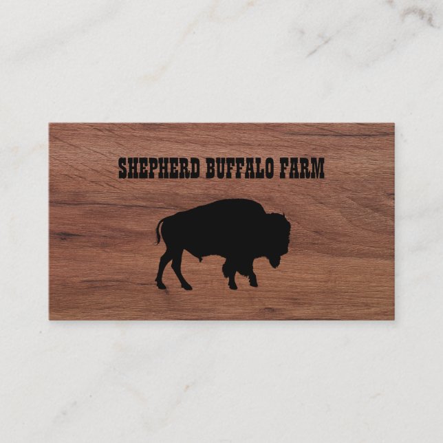 Rustic Bison Buffalo Service Wood Visitenkarte (Vorderseite)