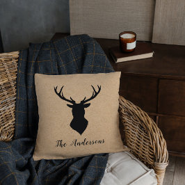 Rustic Black Deer | Kraft | Family Name Kissen
