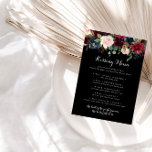 Rustic Black Wedding Kissing Menu Game Card<br><div class="desc">This rustic black wedding kissing menu game card is perfect for a classic wedding reception. The design features burgundy,  red,  navy,  blue and blush radiant and graceful hand-painted flowers in a black background,  inspiring natural beauty.</div>