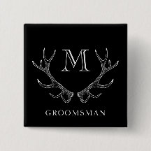 Rustic Black & White Antler Custom Groomsmen Gift