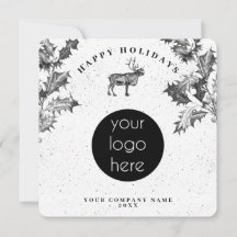 Rustic Black White Holiday Business Logo Christmas