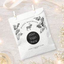 Rustic Black White Holiday Business Logo Christmas
