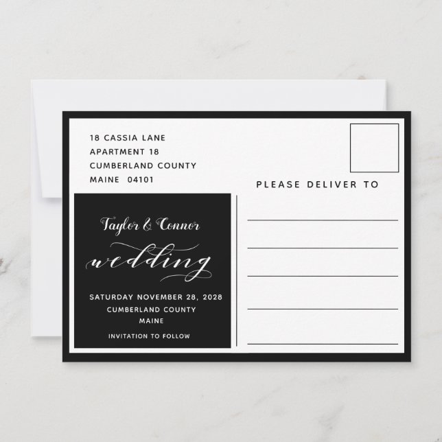 Rustic Blacksmith Calligrafy Rett Date Postcard Einladung (Rückseite)
