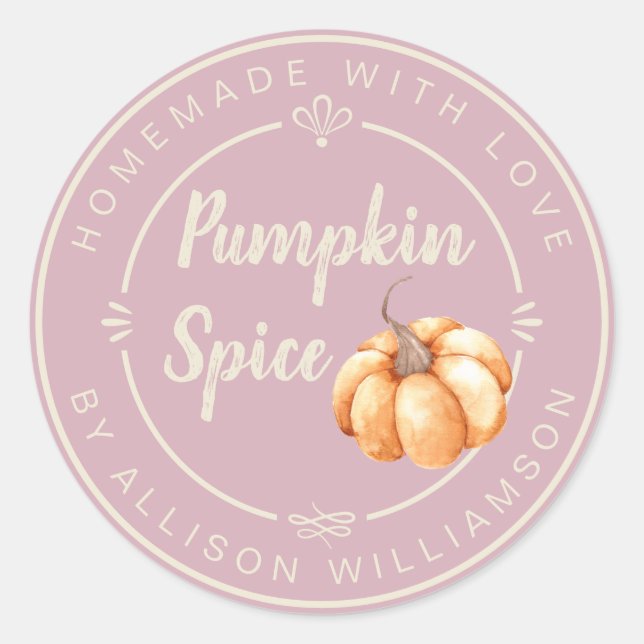 Rustic Bleached Mauve Pumpkin Spice Homemade Runder Aufkleber (Vorderseite)