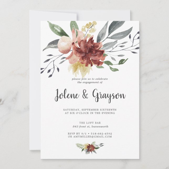 Rustic Bloom | Einladung zur Verlobungsparty (Vorderseite)