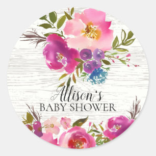 Rustic Bloom Floral Baby Dusche Umschlag Aufkleber