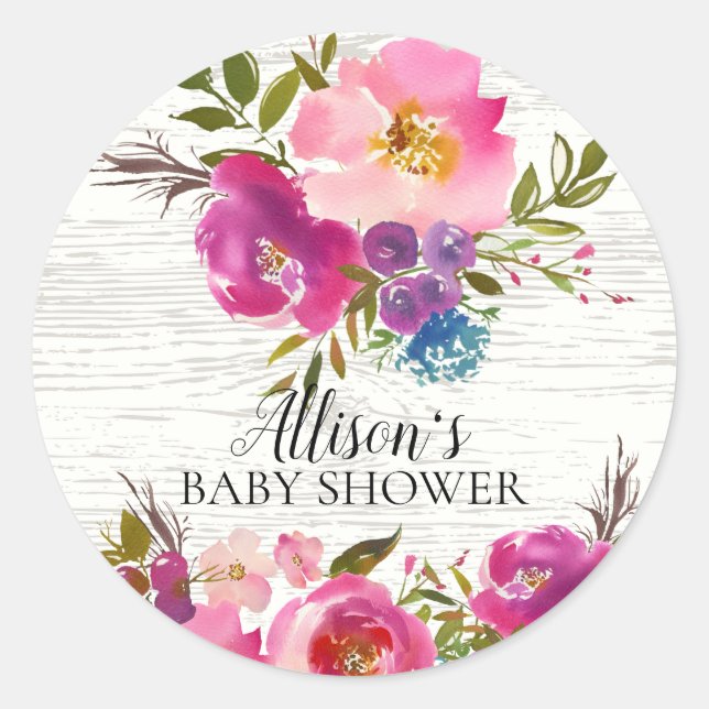 Rustic Bloom Floral Baby Dusche Umschlag Aufkleber (Vorderseite)