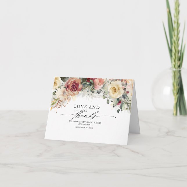 Rustic Bloom Floral Hochzeit im Herbst Vielen Dank Dankeskarte (Vorderseite)