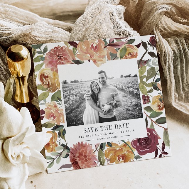 Rustic Bloom Foto Save the Date Karte (Von Creator hochgeladen)