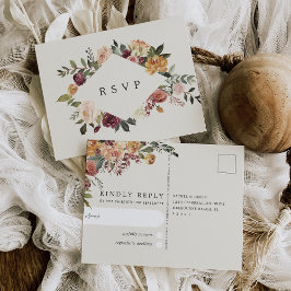 Rustic Bloom Watercolor Floral Wedding RSVP Postkarte